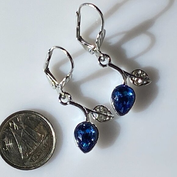 ❤️ Silver Blue Berry Drop Earrings - Picture 7 of 13